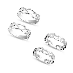 Amazon Brand - Anarva Women's Infinity Heart Combo Toe-Ring in 925 Sterling Silver BIS Hallmarked