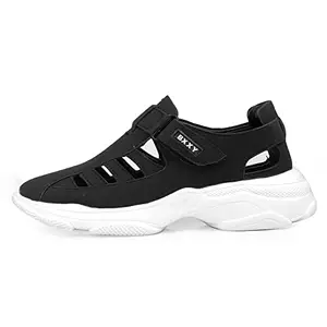 BXXY Men's Black Casual Roman Sandals with Light Weight Eva Sole and Suede Upper Material. - 8 UK