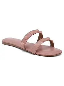 HASTEN Slip-On Closer Solid Flat Heels Sandal For Women & Girls