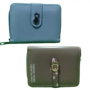 Women’s Leather Wallet ǀ Easy to Hold in Hand ǀ Compact Card Slot ǀ Coin Pocket with Smooth Zip ǀLong Currency Compartment with Button ǀ Pack of 2 Wallet ǀ RFID Protection