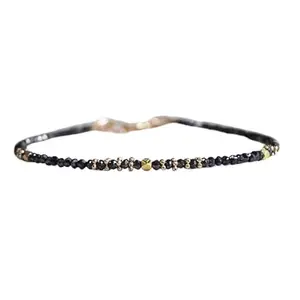 RRJEWELZ Black Diamond Bracelet for Men & Women – 2.5-3mm Rondelle Faceted Black Beads – 7 inch with Gold Plated Clasp – Healing, Fashion, Gift, Spiritual, Yoga|LCBR_RR_00962