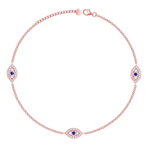 GIVA 925 silver Rose Gold Red Evil Eye Anklets,Pair|, Gifts for Women and Girls | With Certificate of Authenticity and 925 Stamp | 6 Months Warranty*