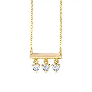 MINUTIAE Heart Dangling Solitaire Bar Pendant Locket Necklace For Women & Girls | Austrian Diamond With Extendable Chain | Ideal Gift For Birthday, Gold