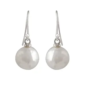 VOYLLA Round White Pearls Silver Plated Sterling Silver Earrings