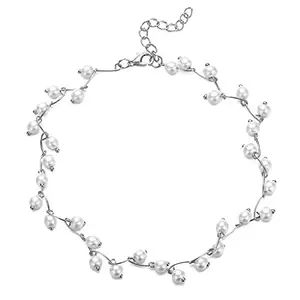 Jewels Galaxy Pearl Single Layer Silver Plated Necklace Jewellery for Women (CT-NCKI-44227)