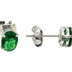 Rajasthan Gems Tops Stud Earrings 925 Sterling Silver Green Hydro Stone Handmade Women Gift H892