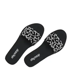 Skytrap Women Solid Synthetic Heels Slippers Flipflop (Black, 6)