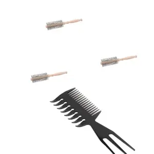 KRISHTEE Round Hair Care Brush Wavy Curling Detangling Comb Hairbrush with Combo Styling Set Tail Combs Double Side Brush (Pack of 3)