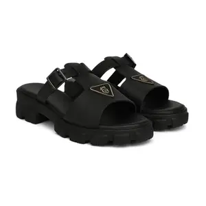 Shoetopia Women’s Black Flat Sandals with– Comfortable Slip-On Summer Sandals with Lightweight Slip-On || Comfort Flats with Soft Sole & Stylish & Non-Slip Casual Footwear EU36