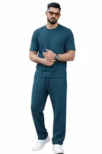 Mack Jonney Men’s Cotton Tracksuit | Self Print Stylish Tracksuit with Trackpants | Comfortable All-Season Activewear-S243