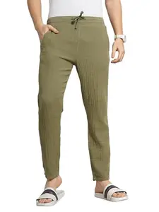 Celio Men Green Solid Regular Fit Cotton Fashion Trousers (8905550131322, Green, 28)