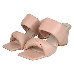 CAI Store - Women's Pink Marshmallow Block Heels | Fancy & Stylish Heels | Comfortable & Fashionable Casual Heels - UK 5