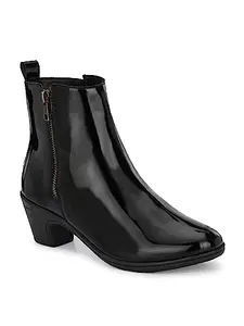 EL PASO Women Black Faux Leather Pro Guard Ankle Casual Boots-4