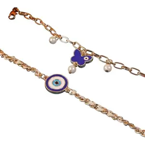 SALTY Anti Tarnish Set of 3 Evil Eye Couple Rakhi | Gifts for Brother & Sister | Hand Band | Stylish Bracelets | Handcrafted Rakhi Pack of 3