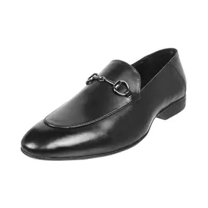 Metro Men Black Formal Leather Flat Shoes UK/8 Eu/42 (19-35)