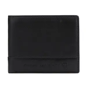 SWISS MILITARY Ellis Slim Leather Wallet-Black & Red