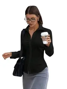 Aahwan Solid Front Stylish Gathered Detail Full Sleeves Casual Shirt for Women' & Girl's