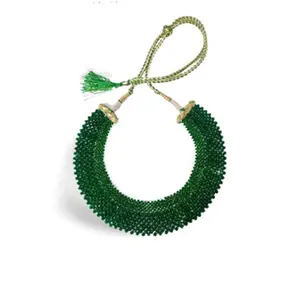 Yash Gems Semi Precious Gemstone Green Colour Multi-Strand Choker Necklace Chick mala for Women and Girl Fashion Jewellery jali Hydro Necklaces Desingns