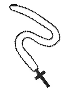 Metal Black Color Lord Holy Jesus Christ Cross Christian Catholic Isa Masih Pendant Locket Necklace With Ball Chain Christmas Religious Jewellery Gift Set
