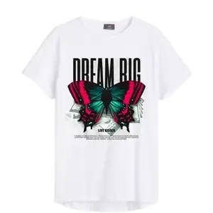 MOT Dream Big Graphic Printed T-Shirt Casual wear Men's and Women's T Shirt (Medium) White