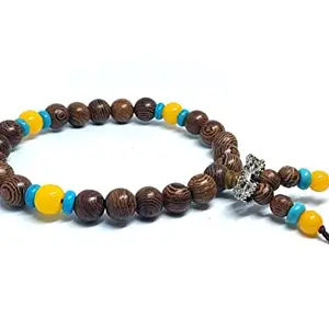 ASTROGHAR Auspicious Tibetan Budhist Bodhi Sidhha Dorje Protection Lucky charm Natural Eye Wooden bracelet For Men And Women