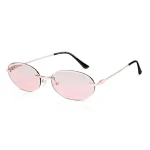 VINCENT CHASE EYEWEAR Vincent Chase By Lenskart | Gold Pink Gradient Rimless Oval | Branded and Stylish Sunglasses | 100% UV Protected | Men & Women | Large | VC S17526