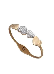 Golden Bracelet for Women Fashion Wrist Accessories for Girls with Unique Glossy Gold Finish | Birthday Gift for Women, Anniversary Gift for Wife (Pack of 1) (Heart, One Size)