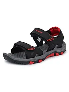 ABROS Men's ASLG0165 Sports Sandals -Black/Red-7UK