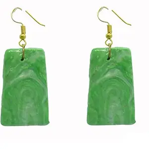 Shimmer & Shine Polymer Clay Light Green Fashion Earrings for Women & Girls