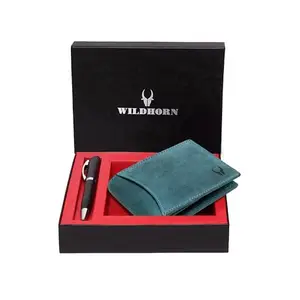 WildHorn Blue Hunter Leather Men's Wallet & Pen Combo Set (699700)