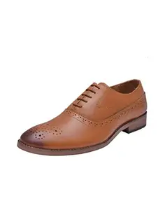 HiREL'S Men's Tan Leather Formal Shoes-7 UK/India (40.5 EU) (hirel1131)