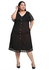 Flambeur Black Knee Length Solid Dress