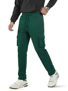Fflirtygo Mens Cargo Pants Cotton | Track Pants with Zip Pockets | 4 Pocket Joggers | Baggy Lower for Men | Sizes Upto 6XL