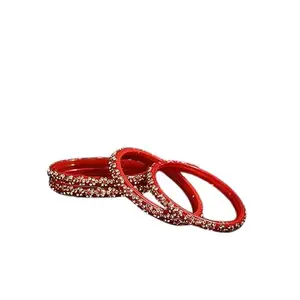 Somil Elegant Bridal & Wedding Party Fashion Bangle/Kada Set Radiate Glamour and Style, Red, Glass, Pack Of 8 Model No- A25