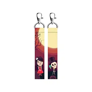 ISEE 360® 2 PCs Ghost Couple Lanyard Bag Tag with Swivel Lobster for Gift Luggage Bags Backpack Laptop Bags Lovers Combo L X H 5 X 0.8 INCH