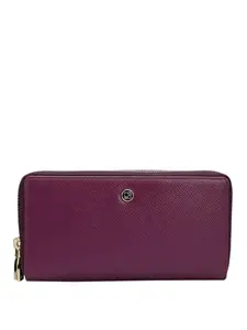 Da Milano Zip Leather Wallet for Women - Purple