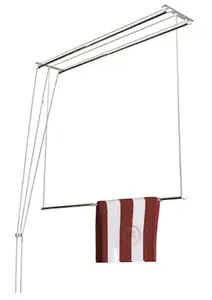 LAKSHAY Heavy Duty Stainless Steel Luxury(3 Pipes X 4 Feet) UV Protected Nylon Ropes Individual dropdown Ceiling Cloth Dryer/Cloth Hanger/Cloth Drying Stand for Balcony/Clothes Stand for Drying