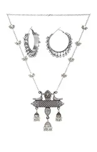 Silver Oxidised Necklace Jewellery Set for Women..