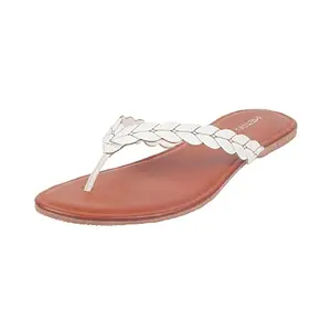 Metro Women White Thong Slipper UK/6 EU/39 (32-1001)