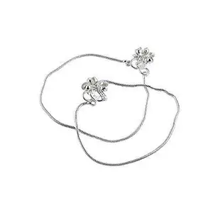 Fashion Accessories Anklet (Payal) Silver Plain Descent style for WOmen + Free Toering