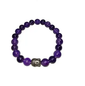 OCCULT GEMS HOUSE Purple Amethyst Crystal Bracelet for Unisex Stretchable Beaded Healing Stone BraceletFree Size, StylishSpiritual Jewelry for Meditation, Energy Balance
