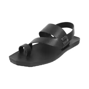 Mochi Men Black Synthetic Leather Sandal UK/8 EU/42 (18-124)