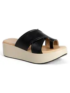 Carlton London Women Sandal,Black,UK-5