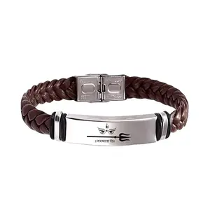 M Men Style Jai Mata Di Bracelet For Men Stylish Latest Fashion Leather Hand Bracelet Steel Buckle Clasp Braided For Men And Boys Wrist Band SBr2025311