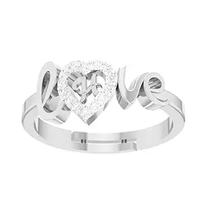 Kanak Jewels Love Collection letter H American Diamond Adjustable Valentine Heart Silver Initial for Women Girls Girlfriend Men Boys Couples Lovers Design Silver plated Ring