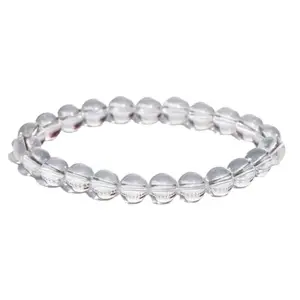 Blue bijoux Clear Quartz 8 MM Round Reiki Healing Crystal Stretch Bracelet | For Clearing Negative Energy | Balancing All Chakras | Promoting Positivity And Peace | Men & Women