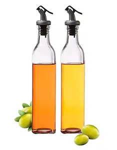 MANTRA CREATION Glass Oil Dispenser, Vinegar Dispenser, BPA Free, Salad Dressing Cruet Glass Bottle Olive Oil Bottles Dispenser, Set of 2