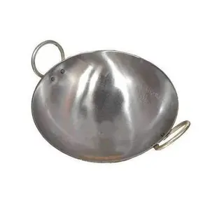 NPCPL Iron Appam Chetty Kadai - Large, Deep, Silver Colour Cooking Wok price in India.
