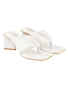 Shoetopia Shoetopia Women & Girls Comfortable Casual Block Heels/Chic/White/UK7