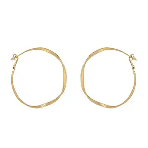 XPNSV Luxury Gold Plated Large Twisted Hoop Earrings,Anti Tarnish and Light Weight, Latest Fashion Jewellery for Women, Girls and Her